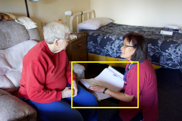 Sylvia and Jamie talking