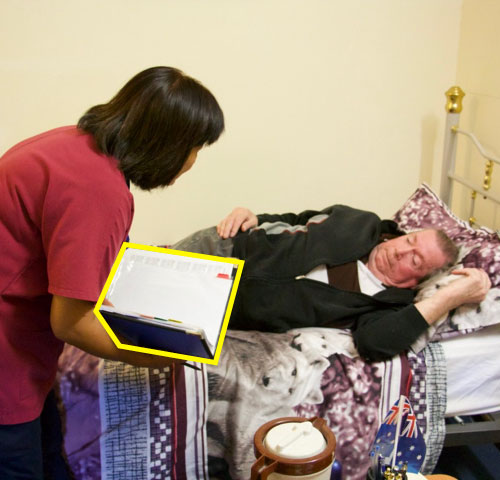 Jamie checking the form